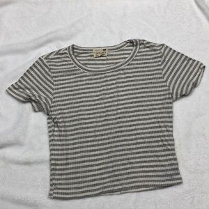 Gray and white striped top